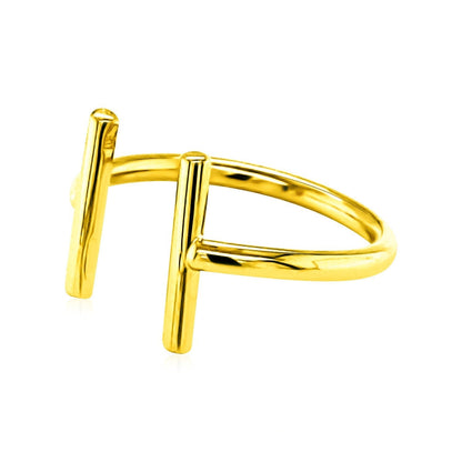 14k Yellow Gold Open Ring with Bars Bids.com