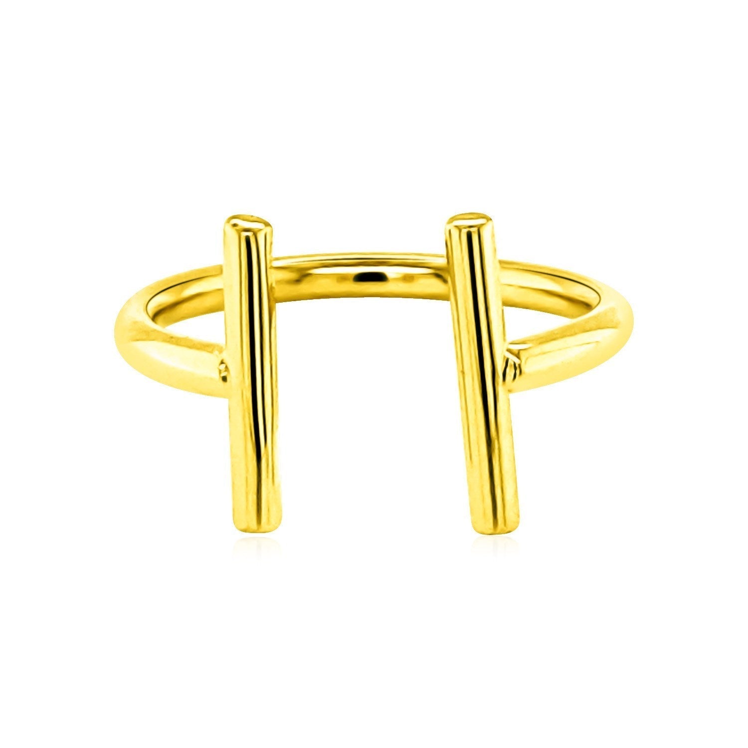 14k Yellow Gold Open Ring with Bars Bids.com