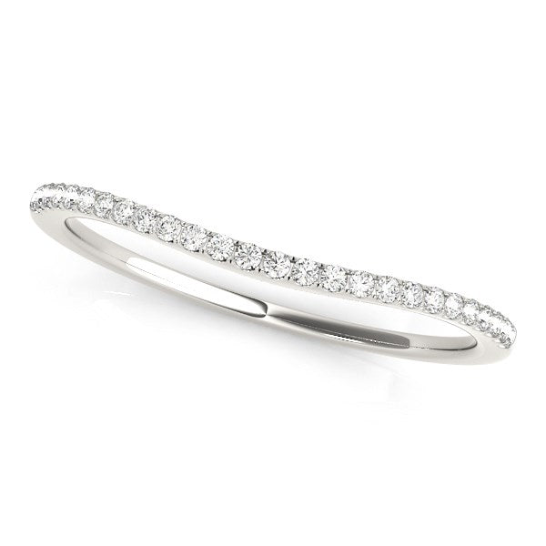 14k White Gold Pave Style Setting Curved Diamond Wedding Band (1/10 cttw) Bids.com