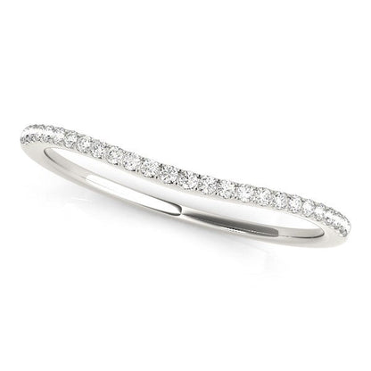 14k White Gold Pave Style Setting Curved Diamond Wedding Band (1/10 cttw) Bids.com