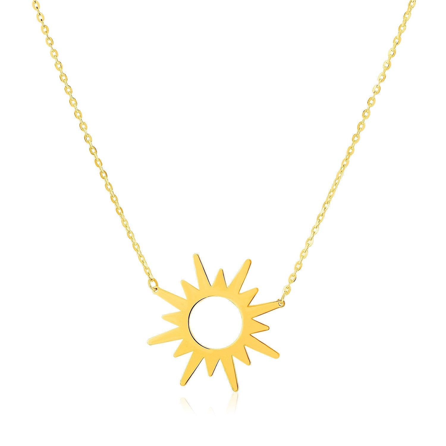 14K Yellow Gold Sunburst Necklace Bids.com