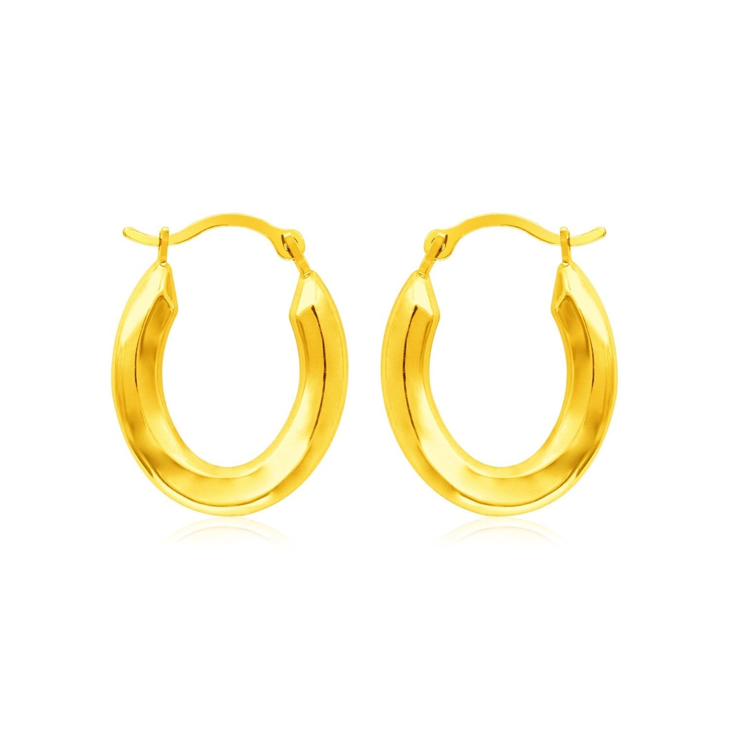 14k Yellow Gold Polished Oval Hoop Earrings Bids.com