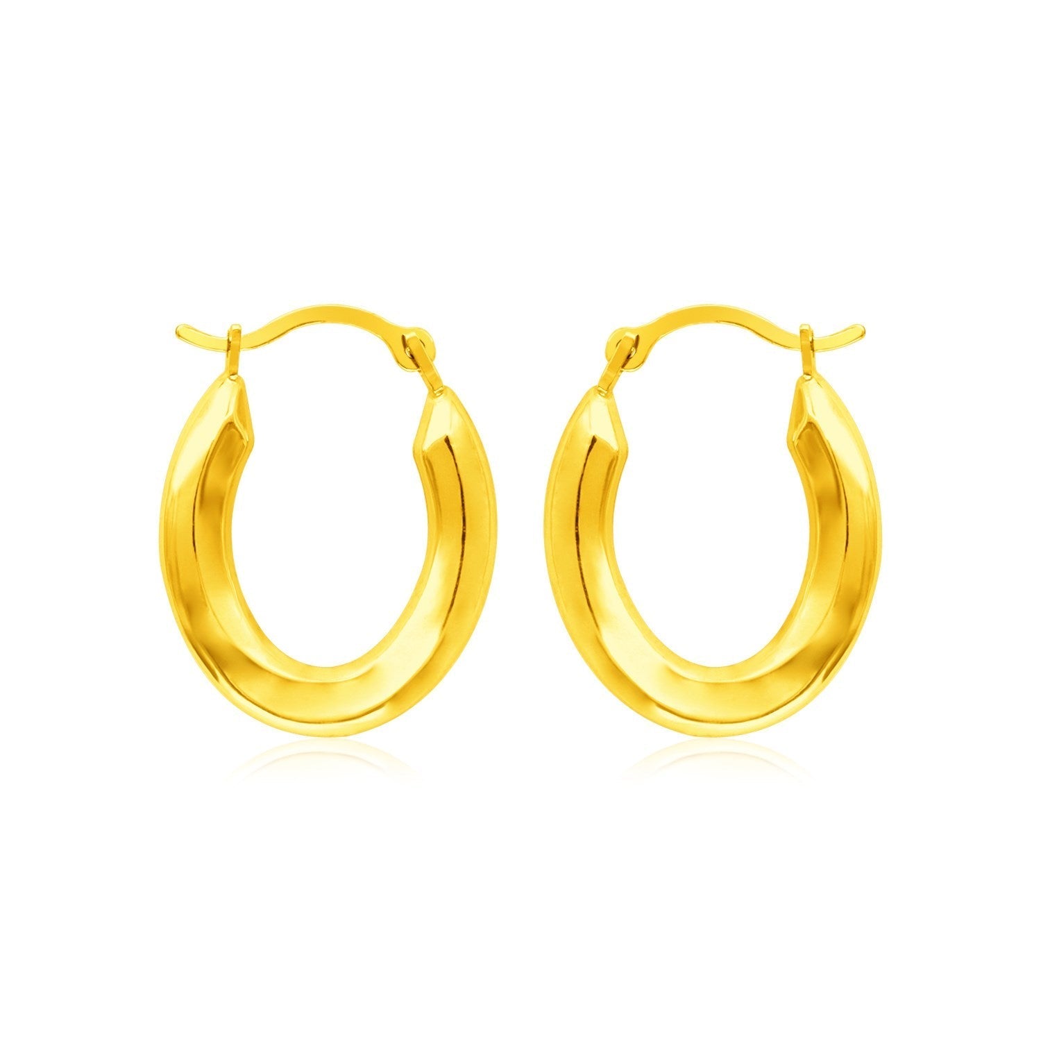 14k Yellow Gold Polished Oval Hoop Earrings Bids.com