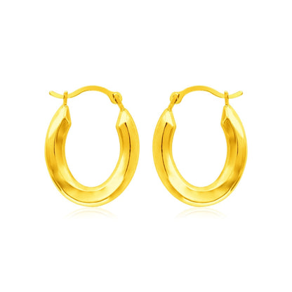 14k Yellow Gold Polished Oval Hoop Earrings Bids.com