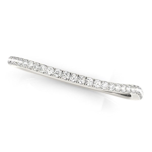14k White Gold Slim Curved Diamond Wedding Ring (1/10 cttw) Bids.com