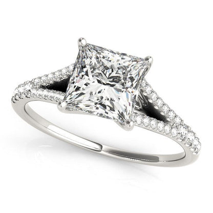14k White Gold Princess Cut Split Shank Diamond Engagement Ring (1 1/8 cttw) Bids.com