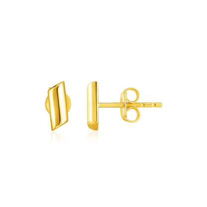 14k Yellow Gold Polished Rectangular Post Earrings Bids.com