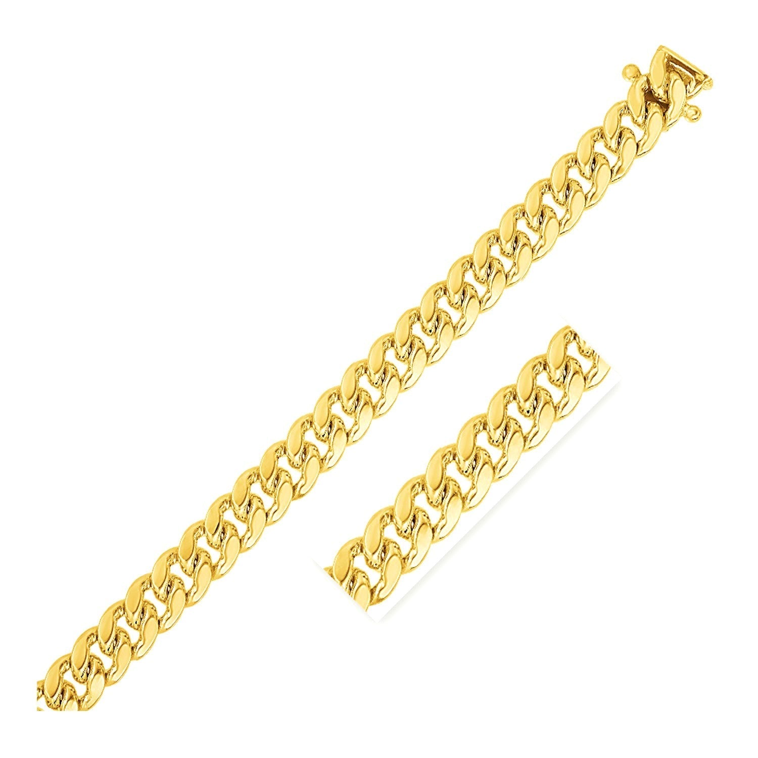 9.25mm 14k Yellow Gold Classic Miami Cuban Solid Chain Bids.com
