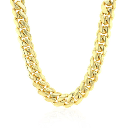 9.25mm 14k Yellow Gold Classic Miami Cuban Solid Chain Bids.com