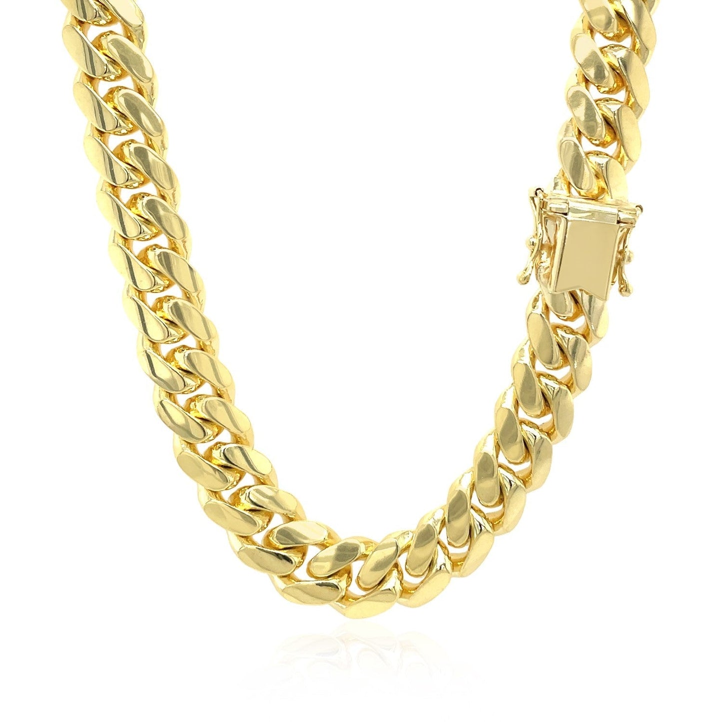 9.25mm 14k Yellow Gold Classic Miami Cuban Solid Chain Bids.com