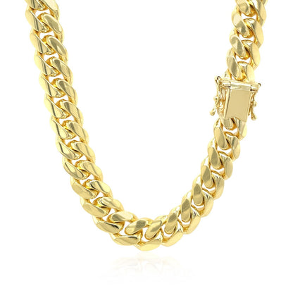 9.25mm 14k Yellow Gold Classic Miami Cuban Solid Chain Bids.com