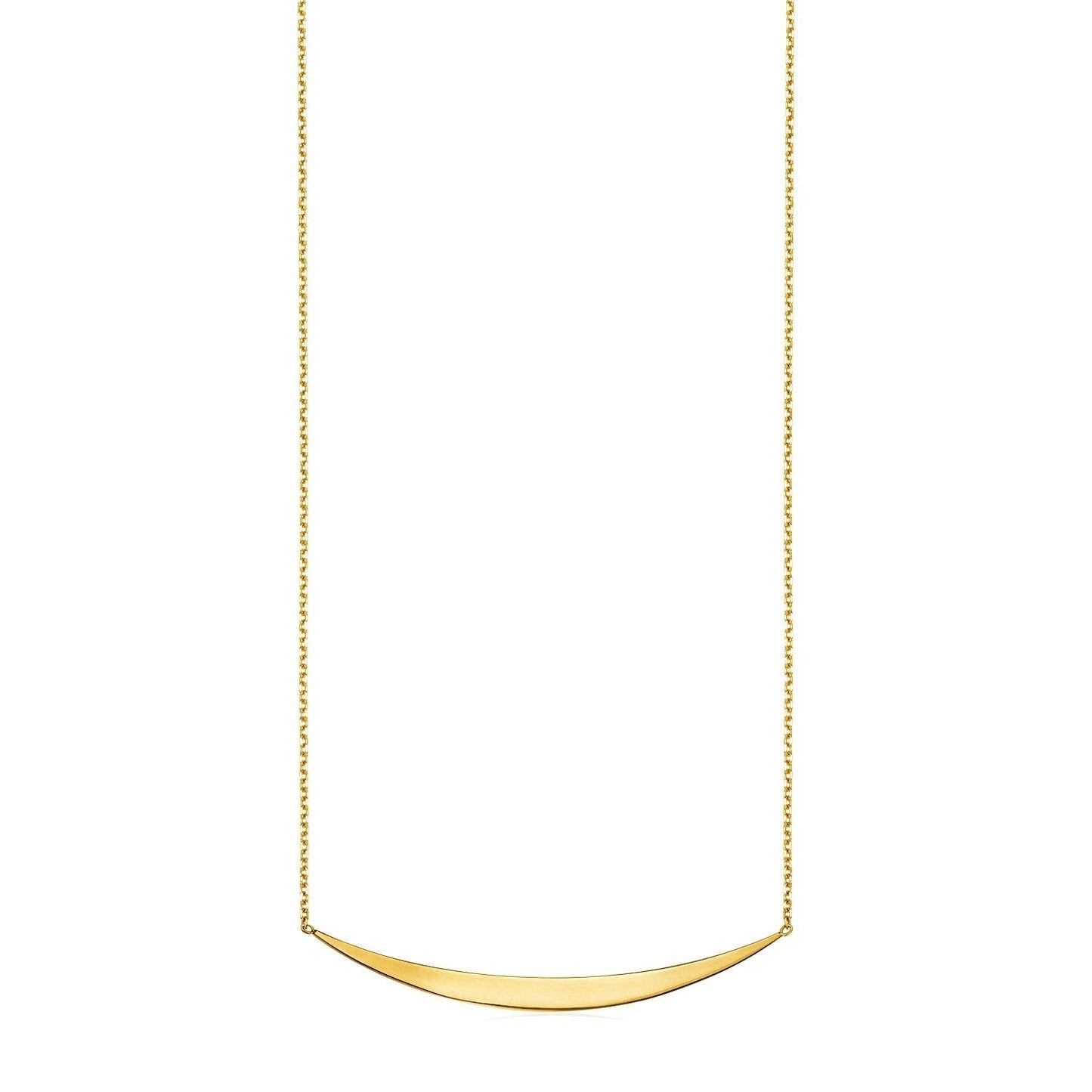 14k Yellow Gold Necklace with Polished Curved Bar Pendant Bids.com