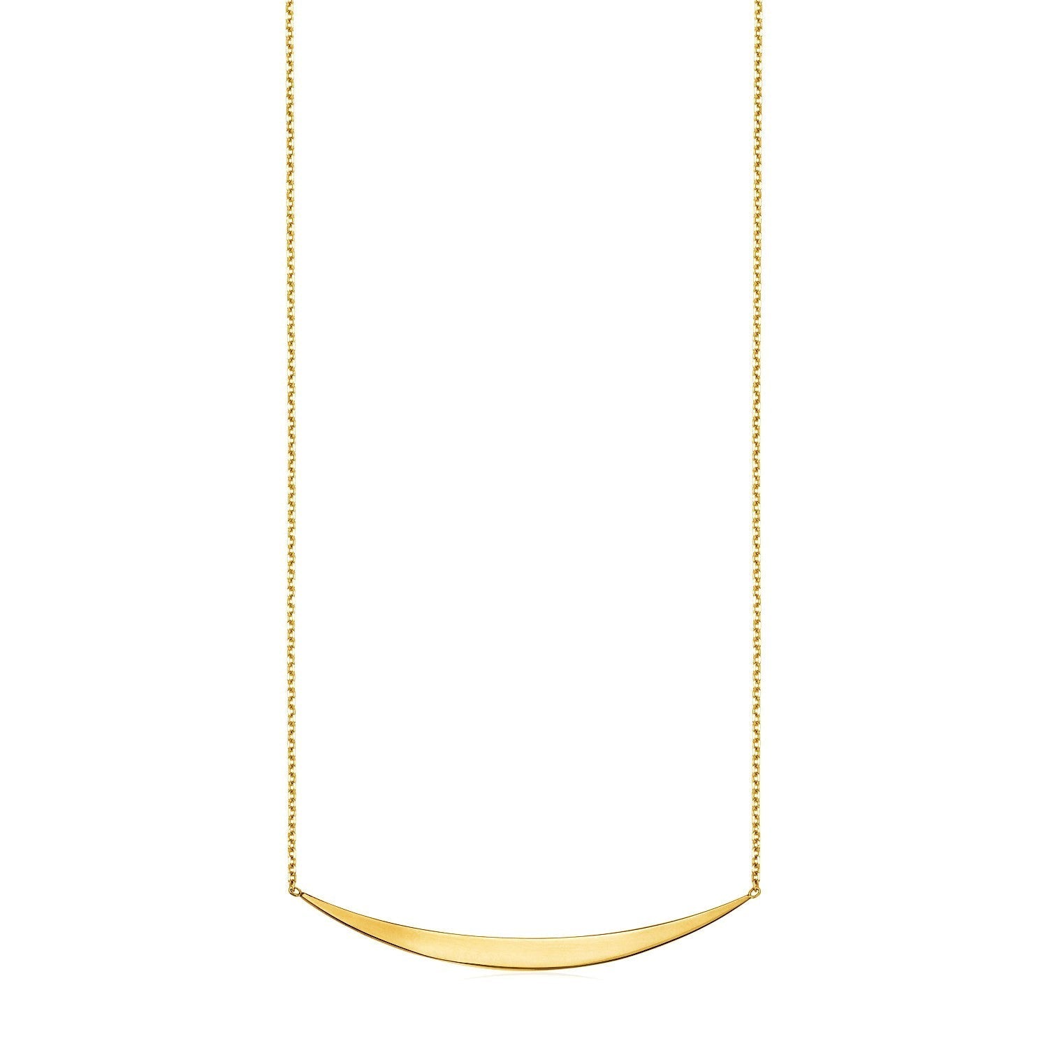 14k Yellow Gold Necklace with Polished Curved Bar Pendant Bids.com