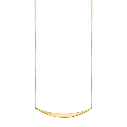 14k Yellow Gold Necklace with Polished Curved Bar Pendant Bids.com