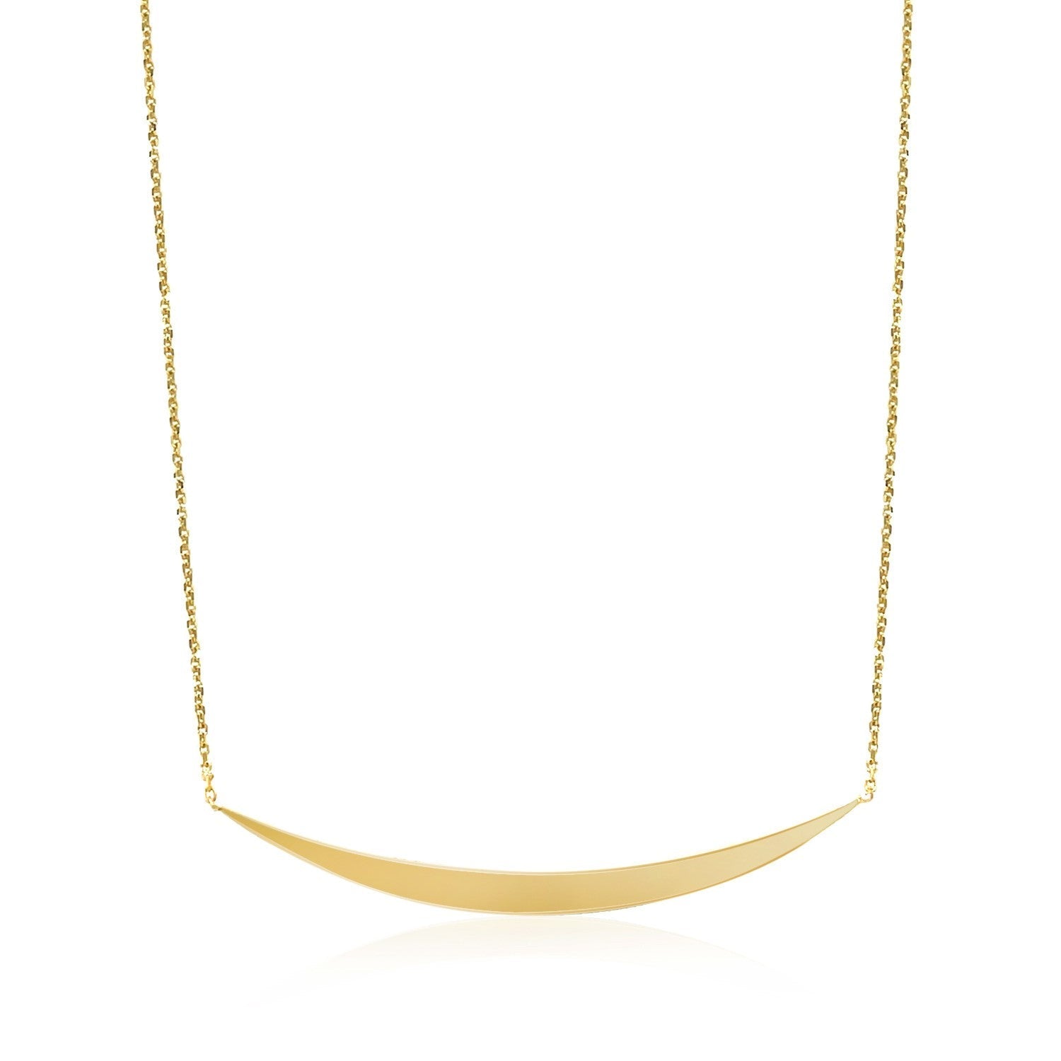 14k Yellow Gold Necklace with Polished Curved Bar Pendant Bids.com