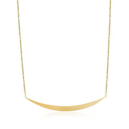 14k Yellow Gold Necklace with Polished Curved Bar Pendant Bids.com