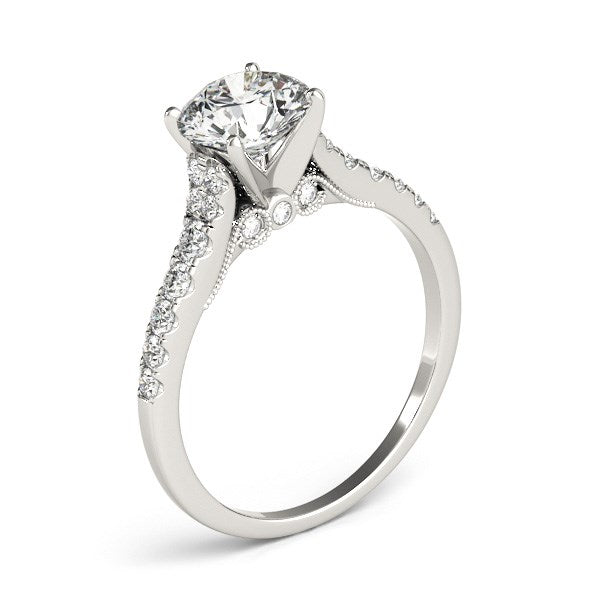 14k White Gold Diamond Engagement Ring With Single Row Band (1 3/4 cttw) Bids.com