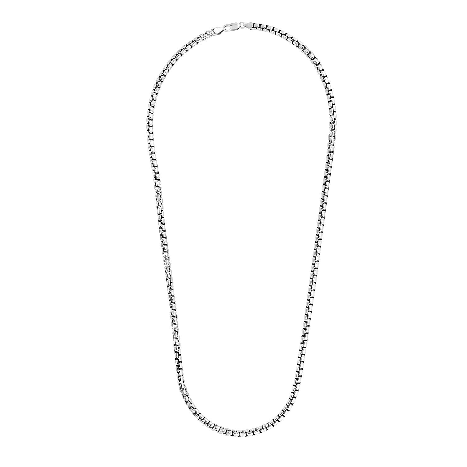 5.2mm Sterling Silver Rhodium Plated Round Box Chain Bids.com
