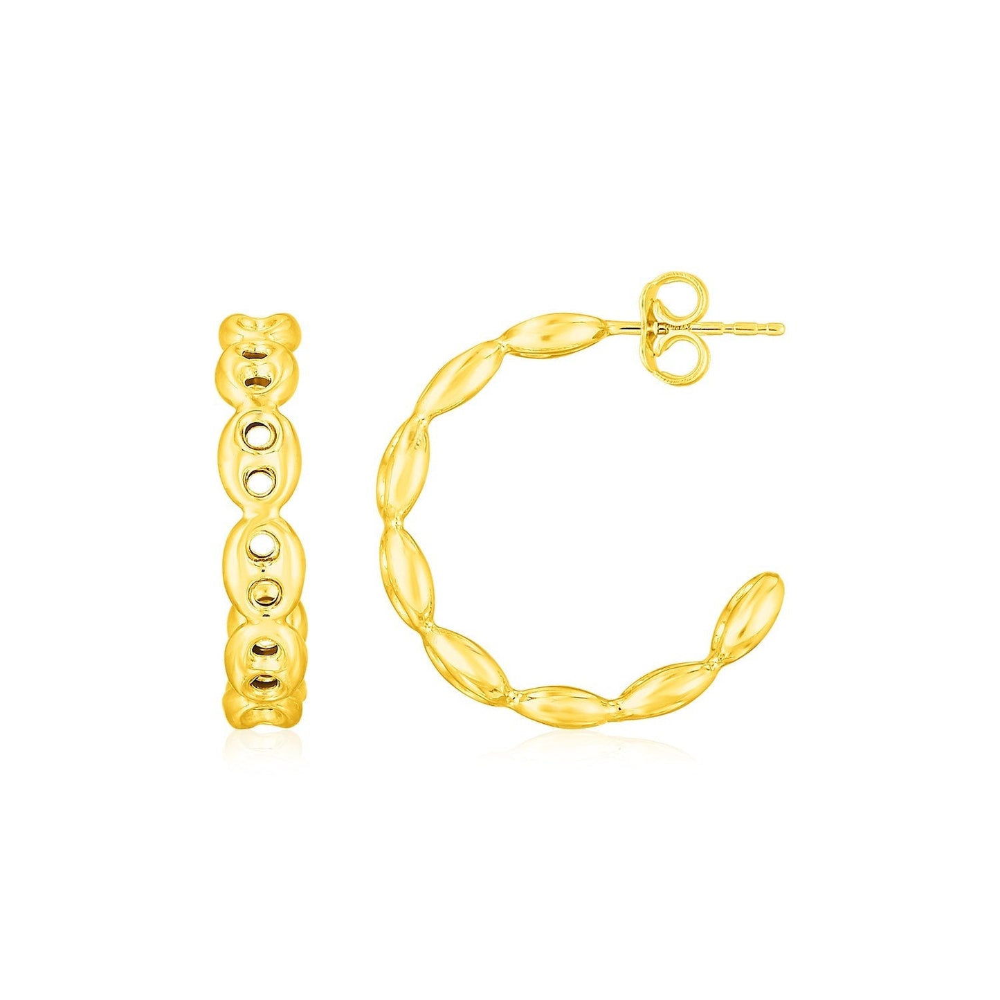 14K Yellow Gold Hoop Mariner Chain Earrings Bids.com