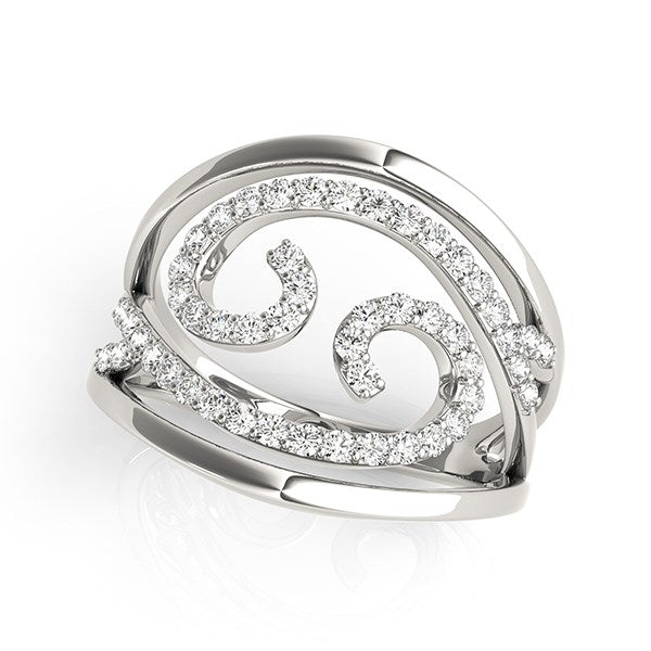 Swirl Design Diamond Ring in 14k White Gold (1/2 cttw) Bids.com