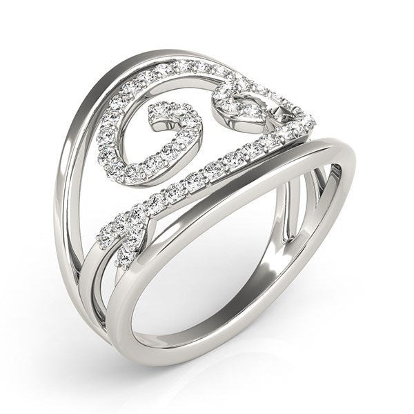 Swirl Design Diamond Ring in 14k White Gold (1/2 cttw) Bids.com