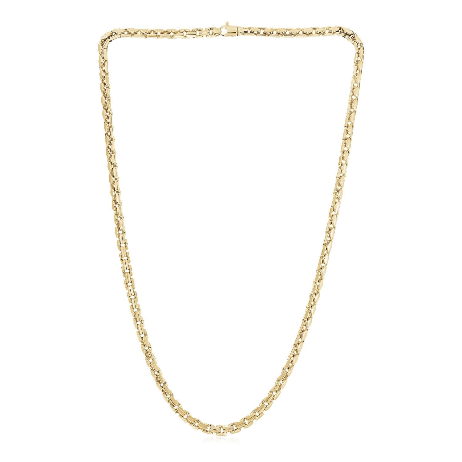 14k Yellow Gold High Polish Mens Fancy Box Necklace (5.0mm) Bids.com