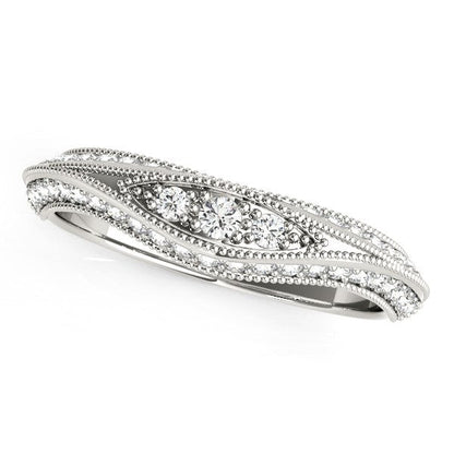 14k White Gold Curved Antique Style Diamond Wedding Ring (1/3 cttw) Bids.com
