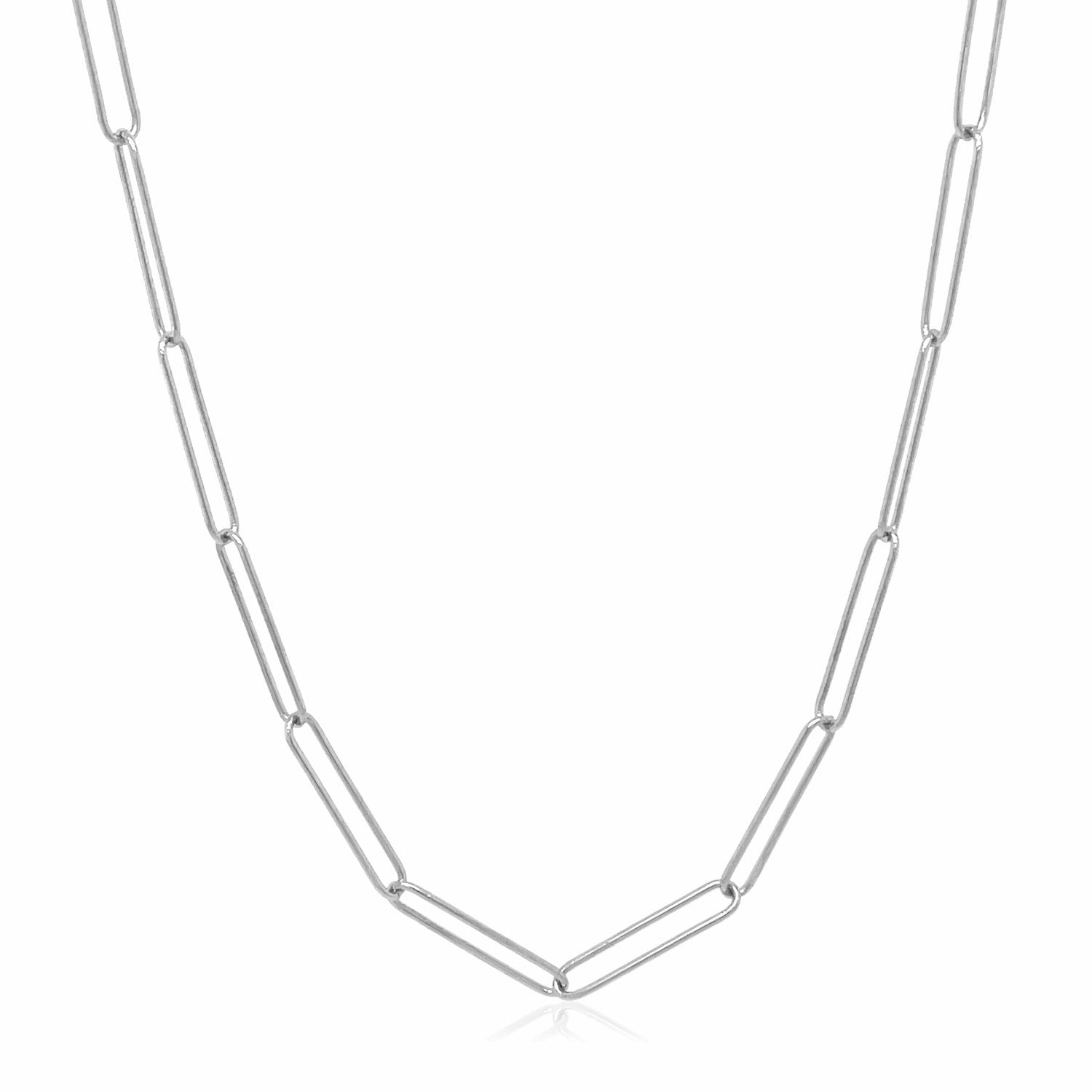 14k White Gold Wire Paperclip Chain (2.7mm) Bids.com