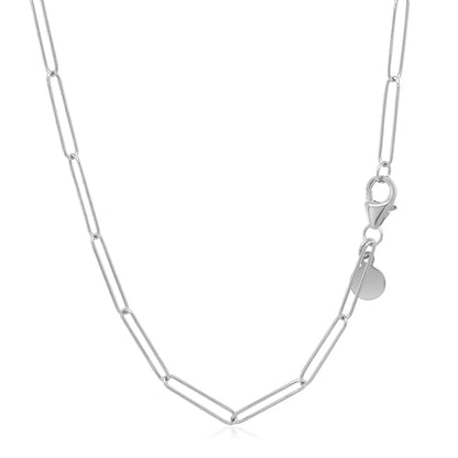 14k White Gold Wire Paperclip Chain (2.7mm) Bids.com
