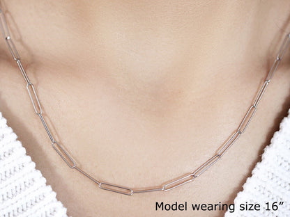 14k White Gold Wire Paperclip Chain (2.7mm) Bids.com
