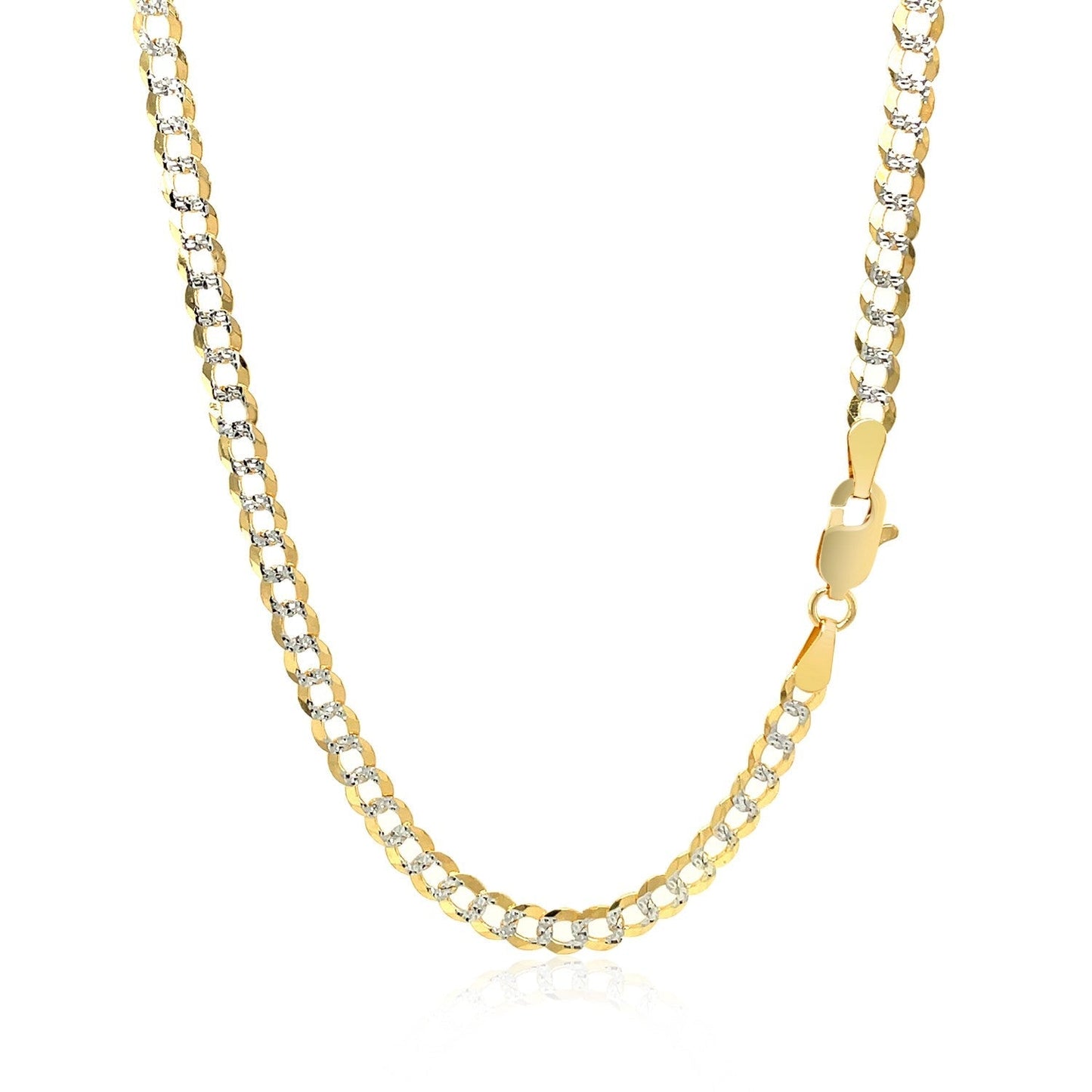 3.6 mm 14k Two Tone Gold Pave Curb Chain Bids.com