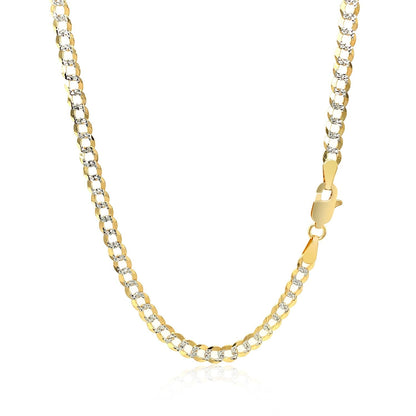 3.6 mm 14k Two Tone Gold Pave Curb Chain Bids.com