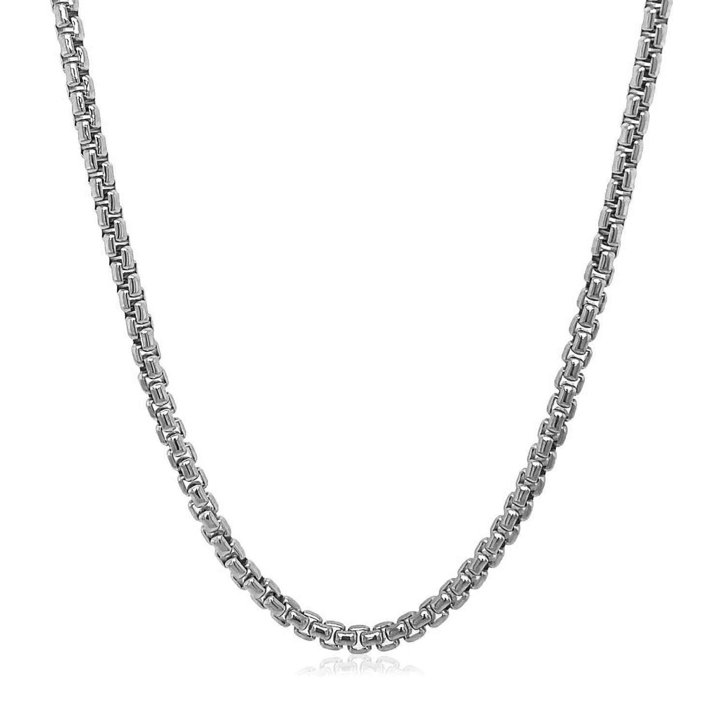 14k White Gold Solid Round Box Chain (2.50 mm) Bids.com