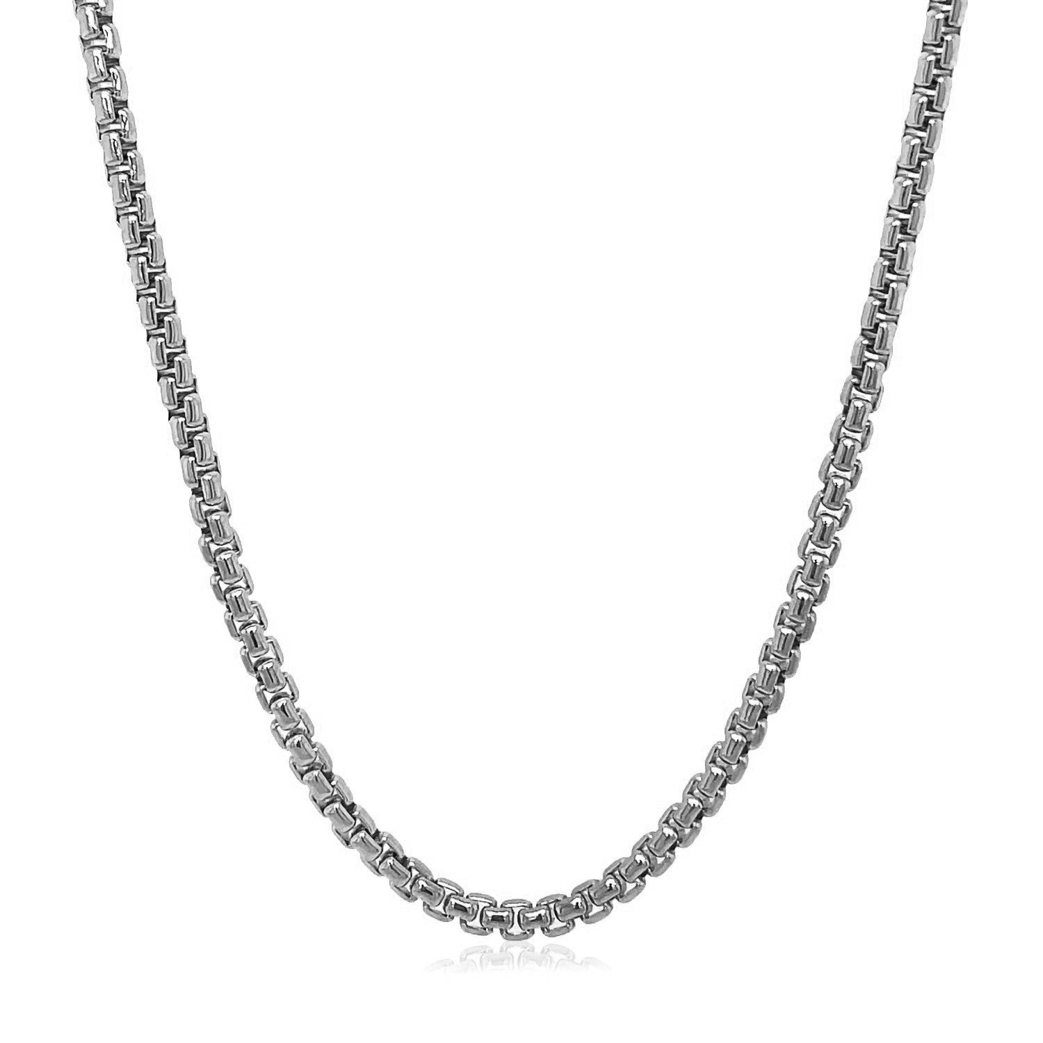 14k White Gold Solid Round Box Chain (2.50 mm) Bids.com