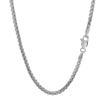 14k White Gold Solid Round Box Chain (2.50 mm) Bids.com
