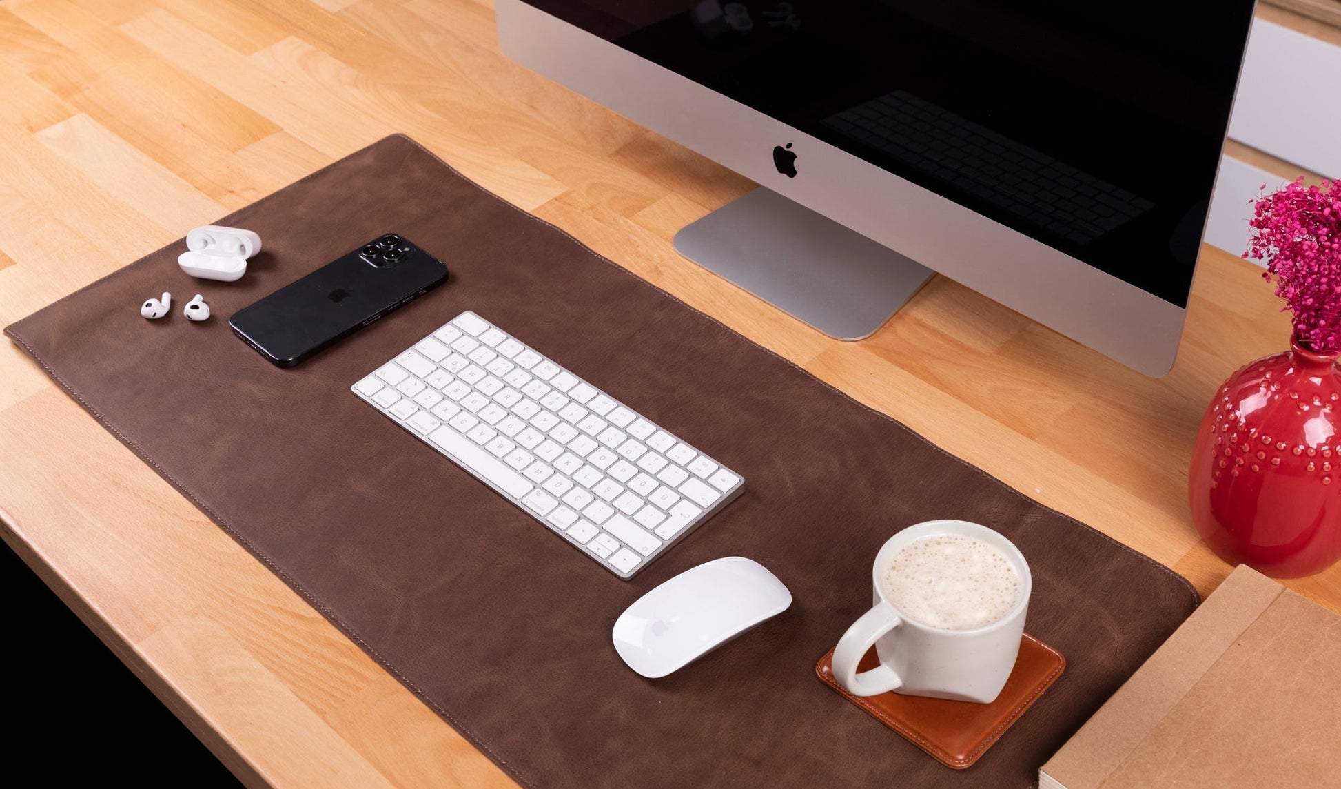 Natural Leather Desk Mat (37 cm x 80 cm) Mizuri Leather