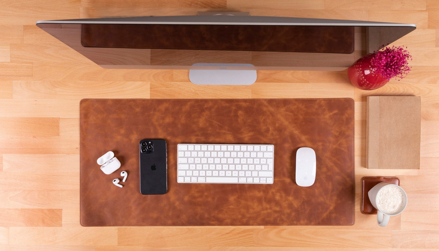 Natural Leather Desk Mat (37 cm x 80 cm) Mizuri Leather