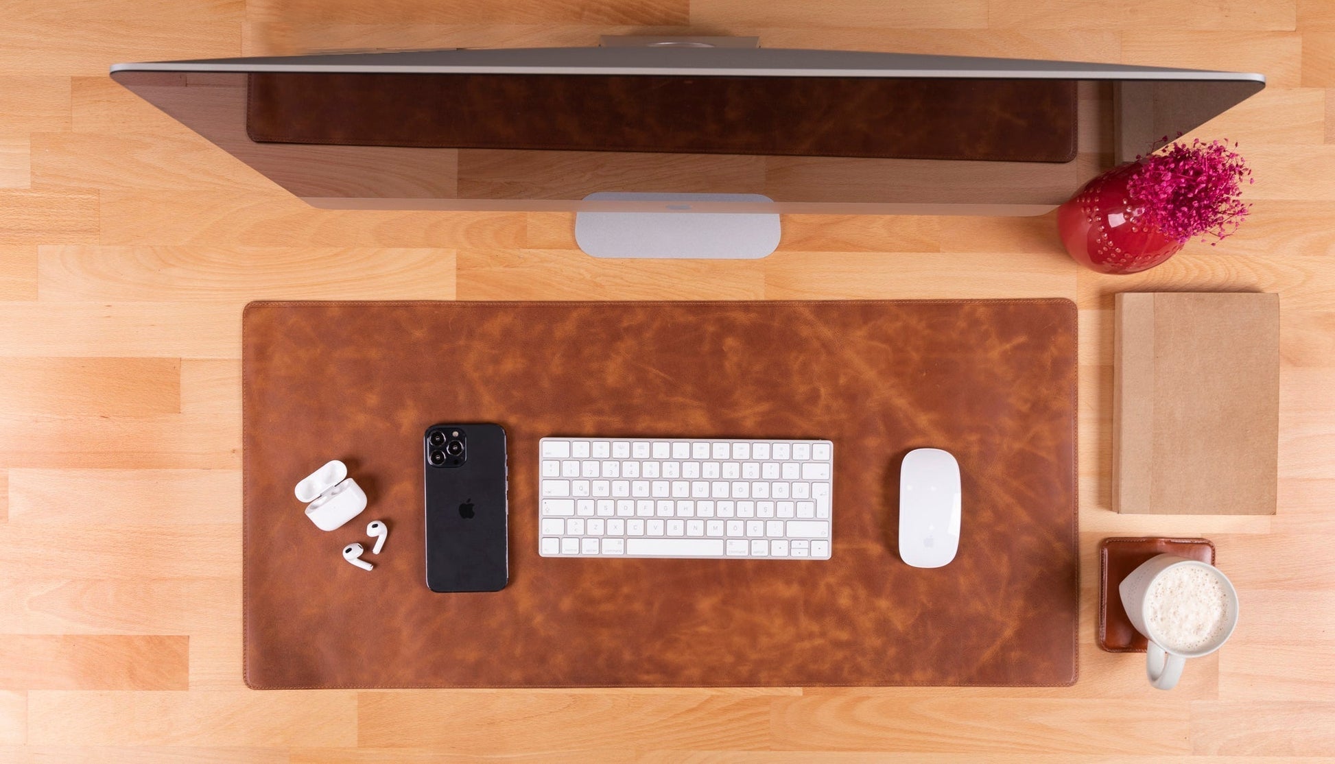 Natural Leather Desk Mat (37 cm x 80 cm) Mizuri Leather