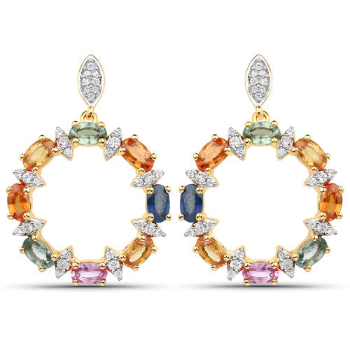 4.12 Carat Genuine Multi Sapphire .925 Sterling Silver Earrings Bids.com