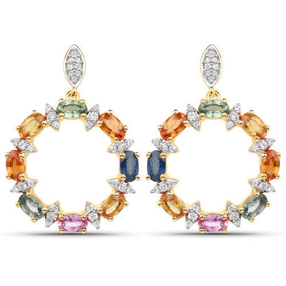 4.12 Carat Genuine Multi Sapphire .925 Sterling Silver Earrings Bids.com