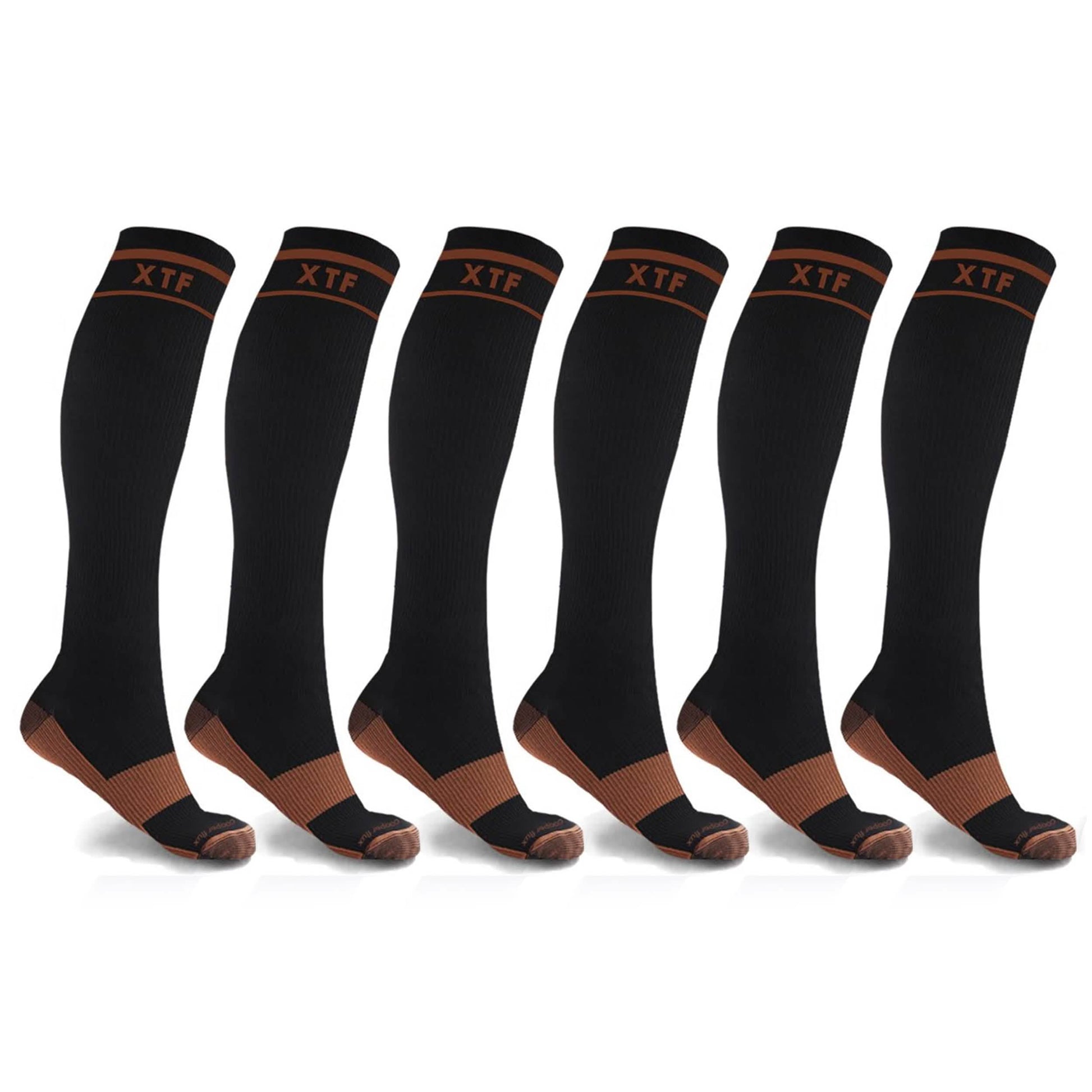 6-Pairs: Unisex Copper-Infused Knee High Compression Socks DailySale