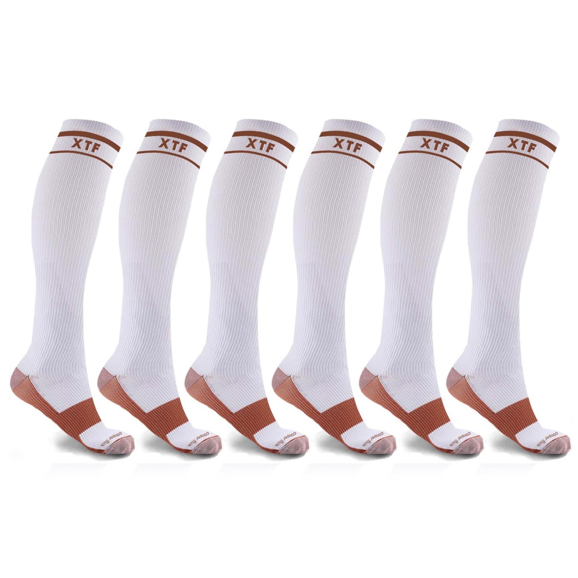6-Pairs: Unisex Copper-Infused Knee High Compression Socks DailySale