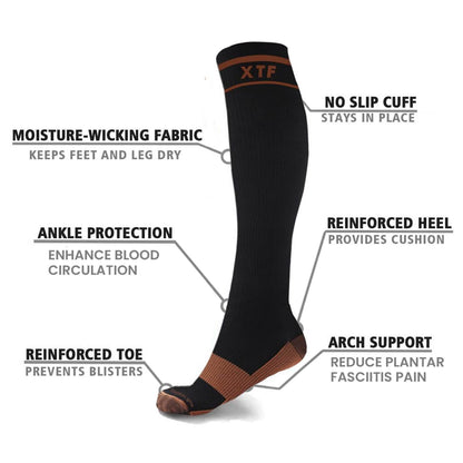 6-Pairs: Unisex Copper-Infused Knee High Compression Socks DailySale
