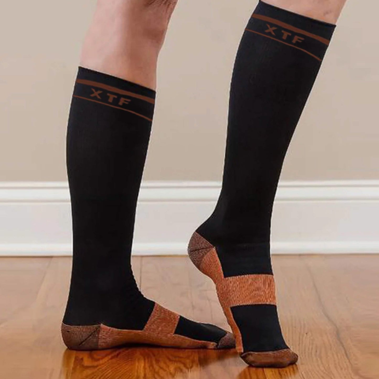 6-Pairs: Unisex Copper-Infused Knee High Compression Socks DailySale