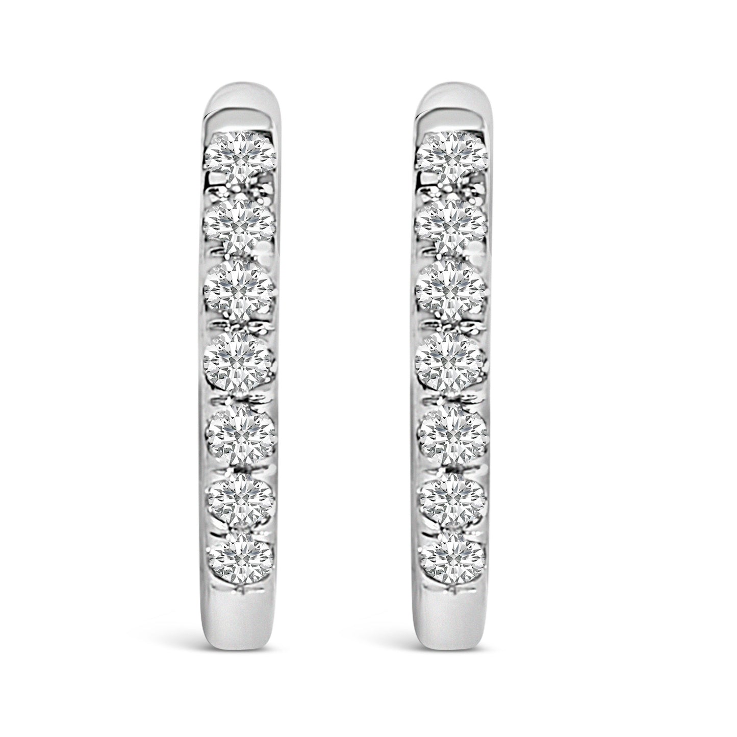 10K Rose Gold 1/4 Cttw Diamond Double Sided Huggie Hoop Earrings Bids.com