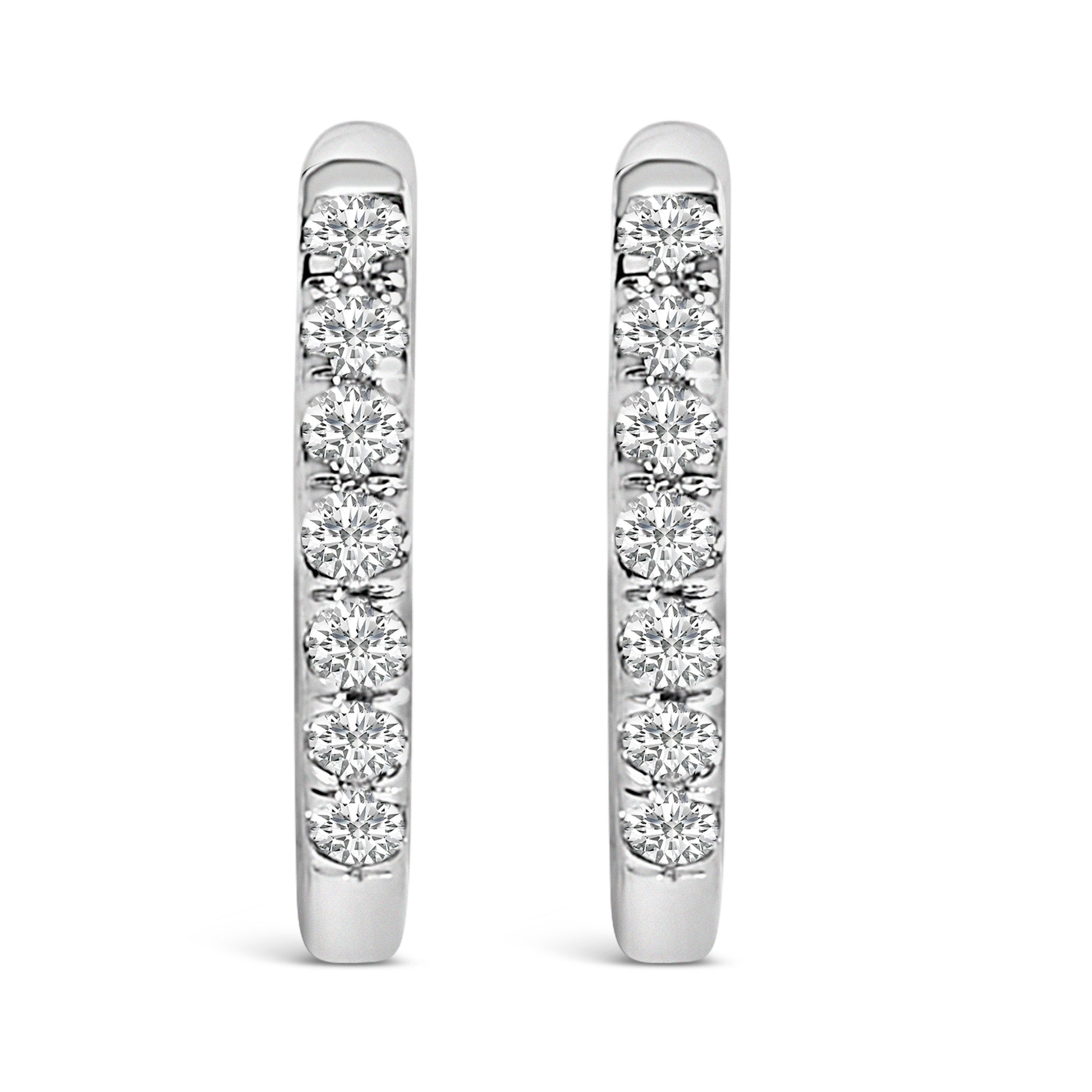 10K Rose Gold 1/4 Cttw Diamond Double Sided Huggie Hoop Earrings Bids.com
