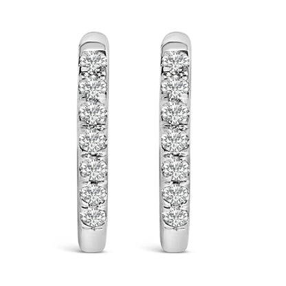 10K Rose Gold 1/4 Cttw Diamond Double Sided Huggie Hoop Earrings Bids.com