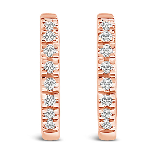 14K Rose Gold 1/5 CTW Diamond Huggie Hoop Earrings Bids.com