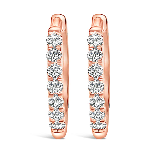 10K Rose Gold 1/4 Cttw Diamond Double Sided Huggie Hoop Earrings Bids.com