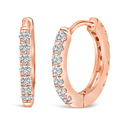 10K Rose Gold 1/4 Cttw Diamond Double Sided Huggie Hoop Earrings Bids.com